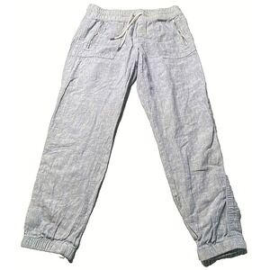 Athleta women's Cabo Linen‎ Jogger In Chambray Blue Size 8 Elastic Drawstring